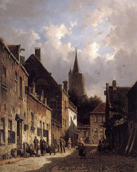 Adrianus Eversen A Dutch Street Scene